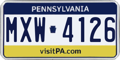PA license plate MXW4126