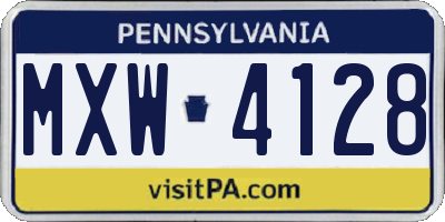 PA license plate MXW4128