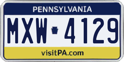 PA license plate MXW4129