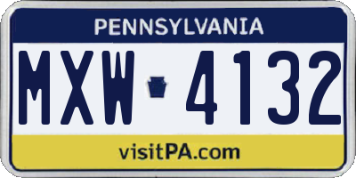 PA license plate MXW4132