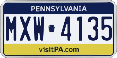 PA license plate MXW4135