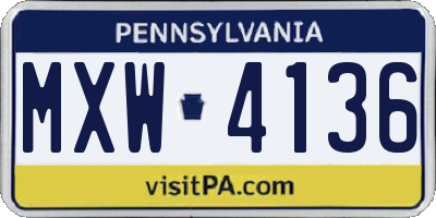 PA license plate MXW4136