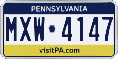 PA license plate MXW4147