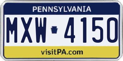 PA license plate MXW4150