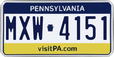 PA license plate MXW4151