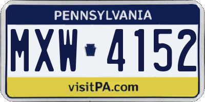 PA license plate MXW4152