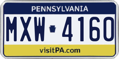 PA license plate MXW4160