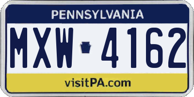 PA license plate MXW4162