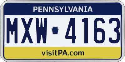PA license plate MXW4163