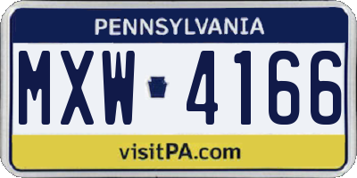 PA license plate MXW4166