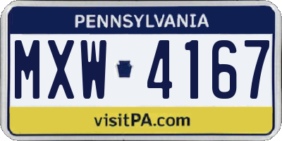 PA license plate MXW4167