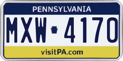 PA license plate MXW4170