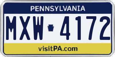 PA license plate MXW4172