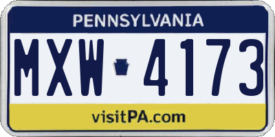 PA license plate MXW4173