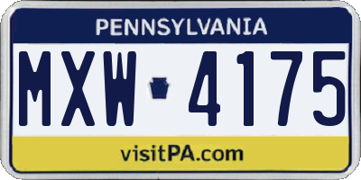 PA license plate MXW4175