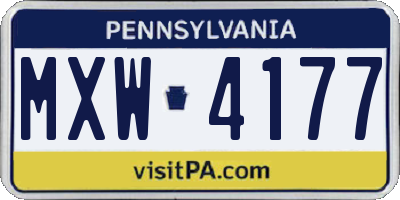 PA license plate MXW4177