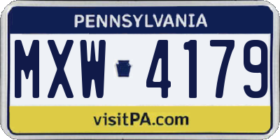 PA license plate MXW4179