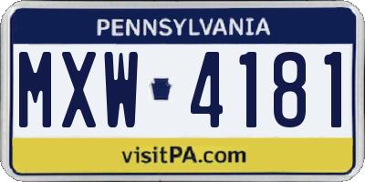 PA license plate MXW4181