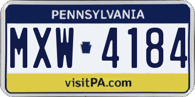 PA license plate MXW4184