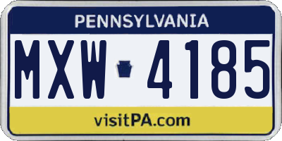 PA license plate MXW4185