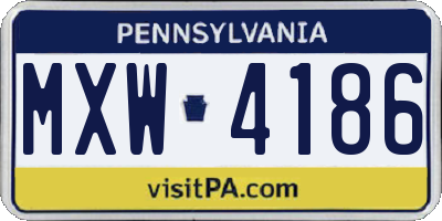 PA license plate MXW4186