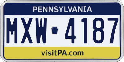 PA license plate MXW4187