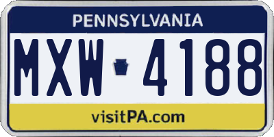 PA license plate MXW4188