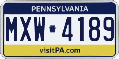 PA license plate MXW4189