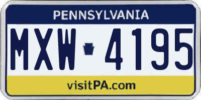 PA license plate MXW4195