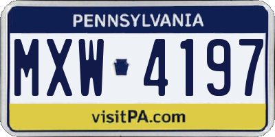 PA license plate MXW4197