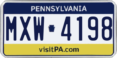 PA license plate MXW4198