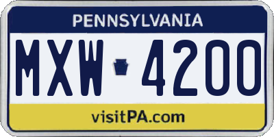 PA license plate MXW4200