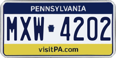 PA license plate MXW4202