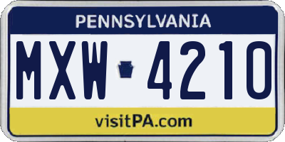 PA license plate MXW4210