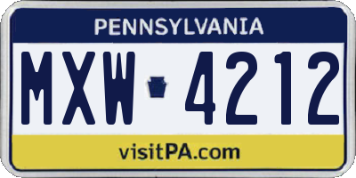 PA license plate MXW4212