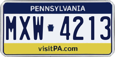 PA license plate MXW4213