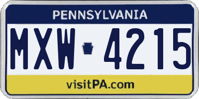 PA license plate MXW4215