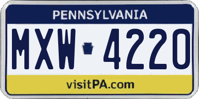 PA license plate MXW4220