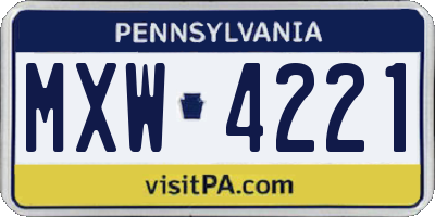 PA license plate MXW4221