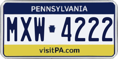 PA license plate MXW4222