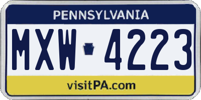 PA license plate MXW4223