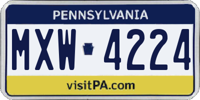 PA license plate MXW4224