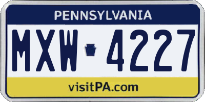 PA license plate MXW4227