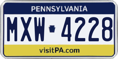 PA license plate MXW4228