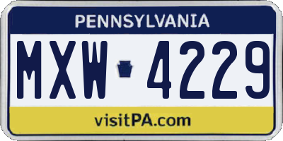 PA license plate MXW4229