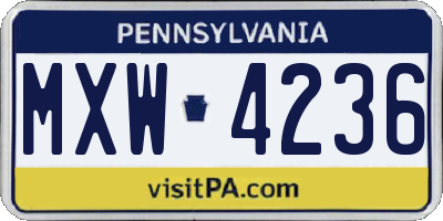 PA license plate MXW4236