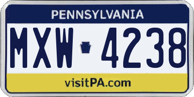 PA license plate MXW4238