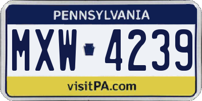 PA license plate MXW4239