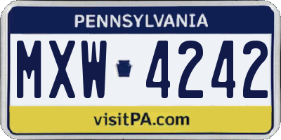 PA license plate MXW4242