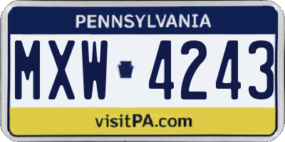 PA license plate MXW4243